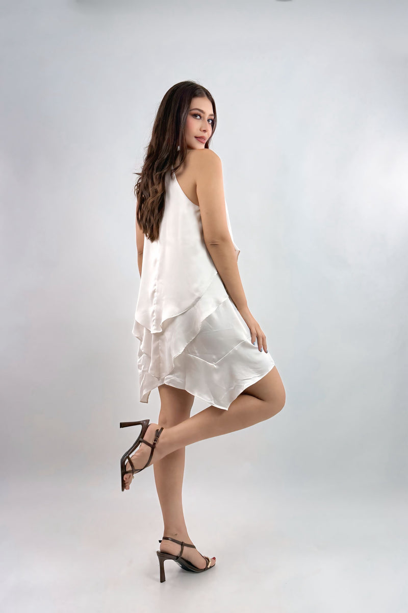 Vestido Corto Ruffles Champagne