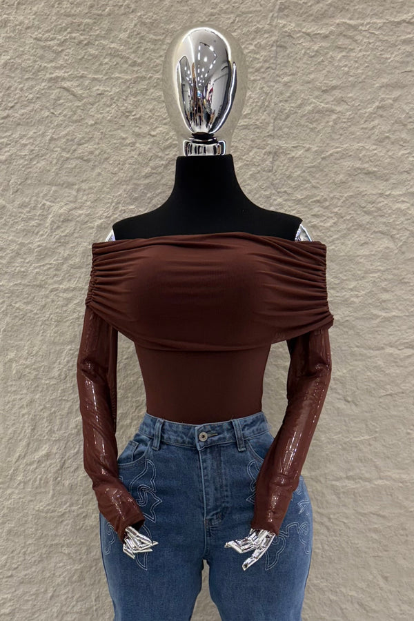 Pantiblusa Off Shoulder Mesh Cafe