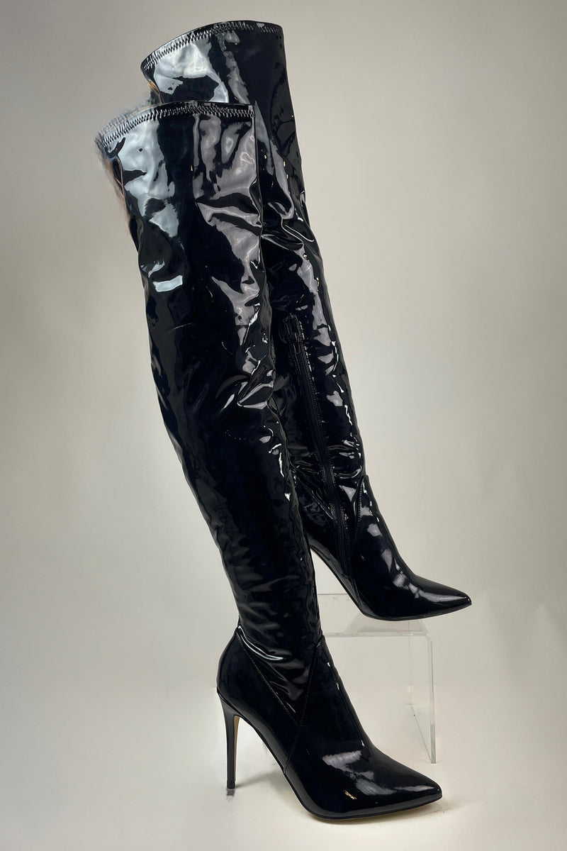 Bota Larga De Vinipiel Brillosa – Zorra Store - Main Image