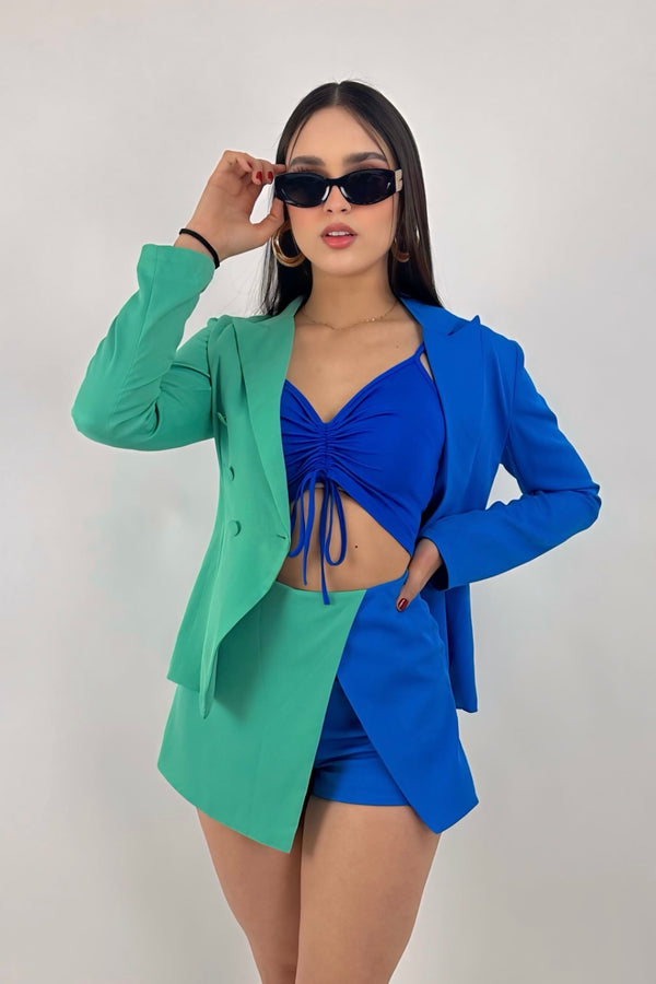 Blazer Sastre Bicolor Azul