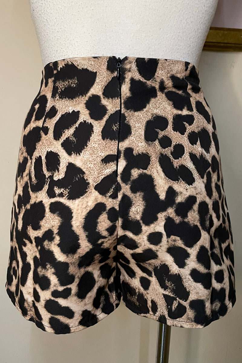 Short Falda Corta Beige Leopard