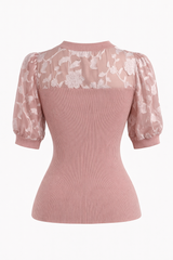 Blusa Rosa Manga Abullonada