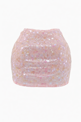 Falda Corta Lentejuela Rosa