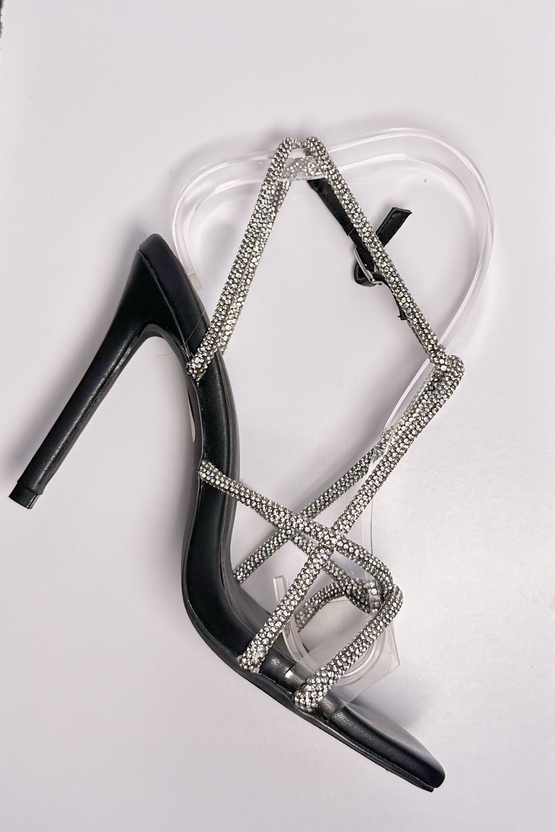 Zapatilla Negro Rhinestone