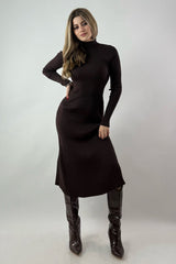 Vestido Midi Tela Sweater Cafe