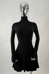 Vestido Tela Punto Manga Larga Negro