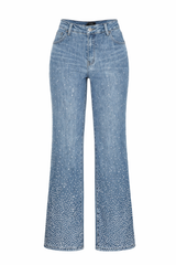 Pantalon Rhinestone Wide Leg Denim