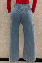 Pantalon Estampado de Flores Denim