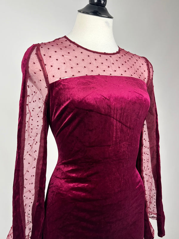 Vestido Tipo Velvet Tinto