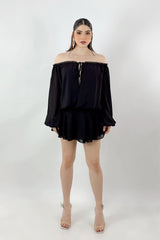 Vestido Suelto Manga Larga Negro