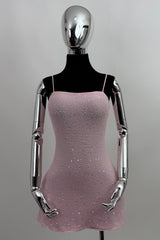 Vestido Corto Perlitas Rosa