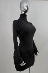 Vestido Corto Manga Larga Negro