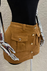 Falda Corta App de Bolsas Velvet Camel