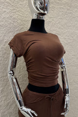 Set Top y Pantalon Café