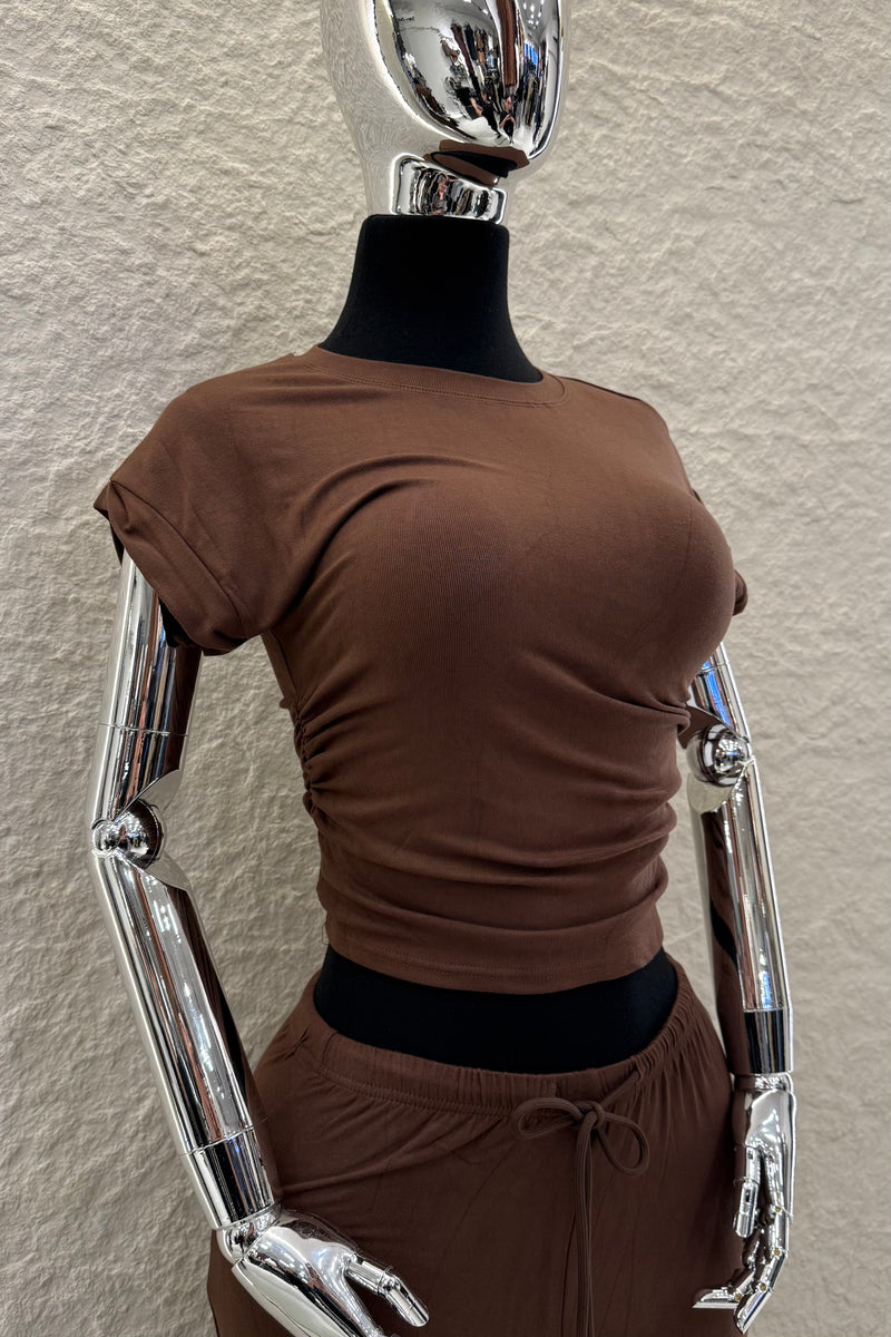 Set Top y Pantalon Café