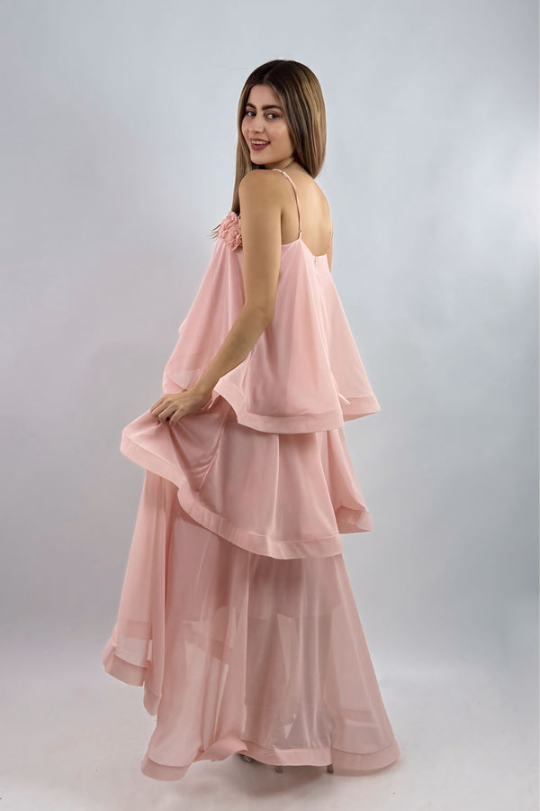 Vestido Largo Olanes Rosa