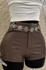 Short Vinipiel con Cinto Cafe
