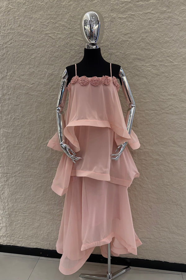 Vestido Largo Olanes Rosa