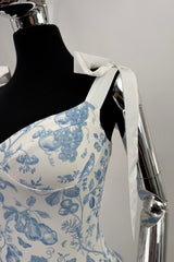 Vestido Midi Floreado Azul