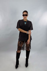 Playera Oversize Rhinestone Negro