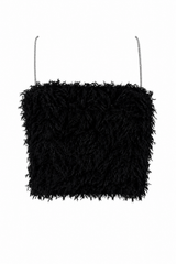 CropTop Con Plumas Tirante pedreria Negro