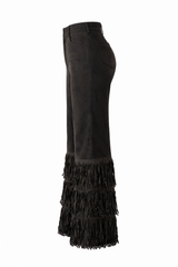 Pantalon Velvet Olgado Tiras Abajo Negro