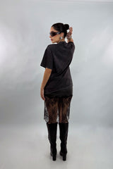 Playera Oversize Rhinestone Negro