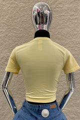 Crop Top Basic de Mangas Amarillo