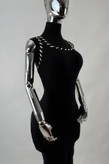 Vestido Midi Tela Punto Negro