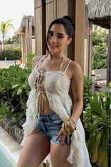 Blusa Mesh & Encaje Blanco