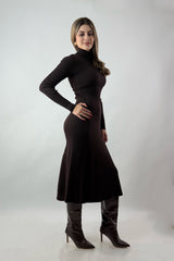 Vestido Midi Tela Sweater Cafe