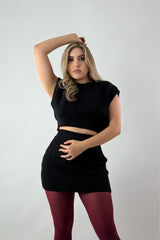 Set Top y Falda Sweater Negro