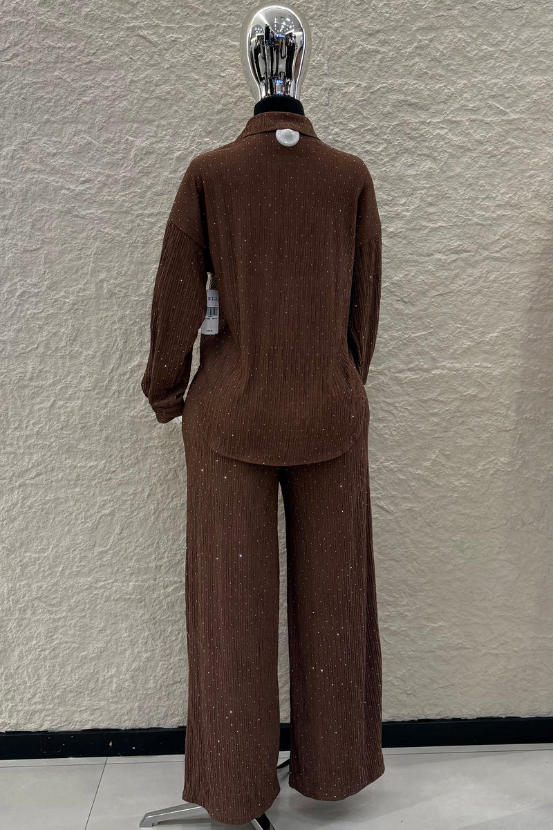 Set de Camisa y Pantalon Rhinestone Cafe