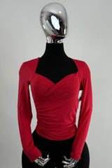 Blusa Manga Larga Ruched Rojo