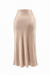 Falda Midi Satinada Champagne