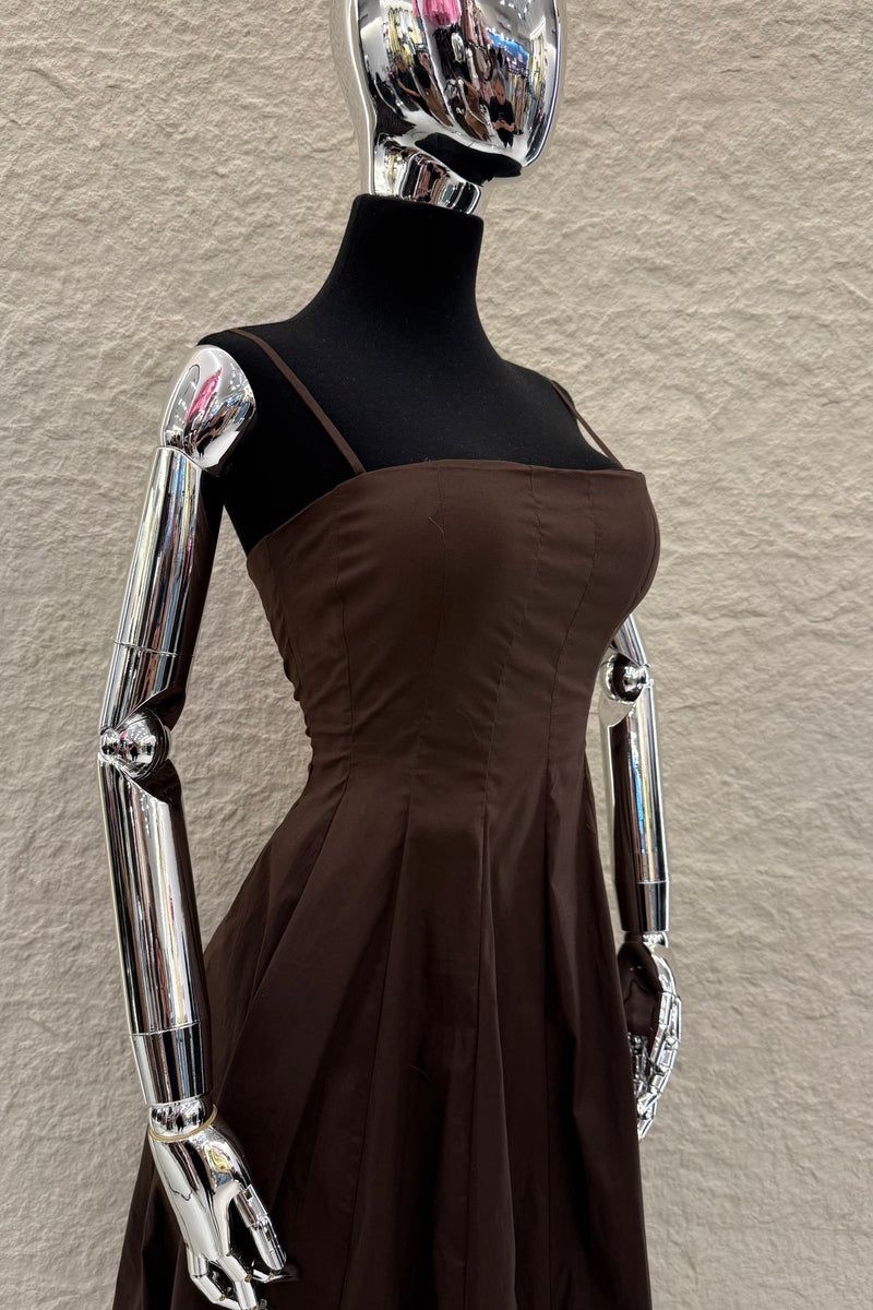 Vestido Midi Square Neck Chocolate