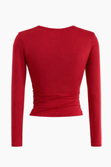 Blusa Manga Larga Ruched Rojo
