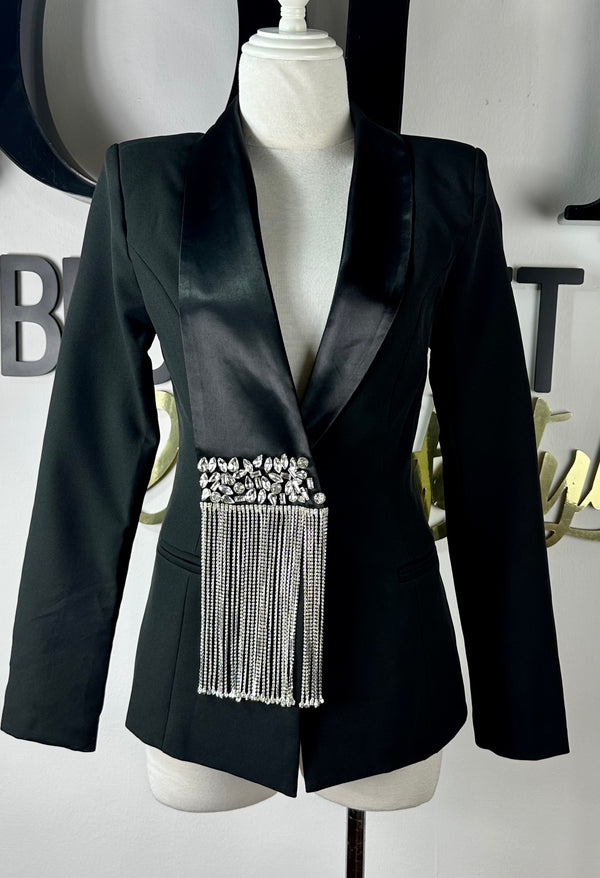 Blazer Negro Con App de Pedreria