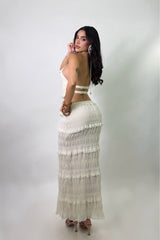 Set Top y Falda Olanes Beige