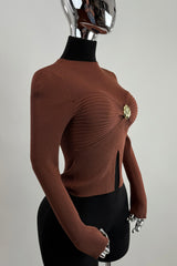 Blusa Manga Larga App Dorada Chocolate