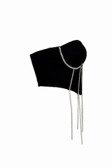 Top Corset Tiras Rhinestone Negro