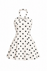 Vestido Halter Polka Blanco