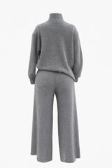 Set Blusa y Pantalon Oversize Tela Sweater Gris
