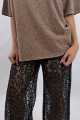 Pantalon Acampanado Encaje Negro