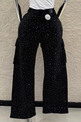 Pantalon Cargo Rhinestone Negro