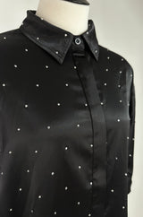 Camisa Satin Con App De Piedras Negro