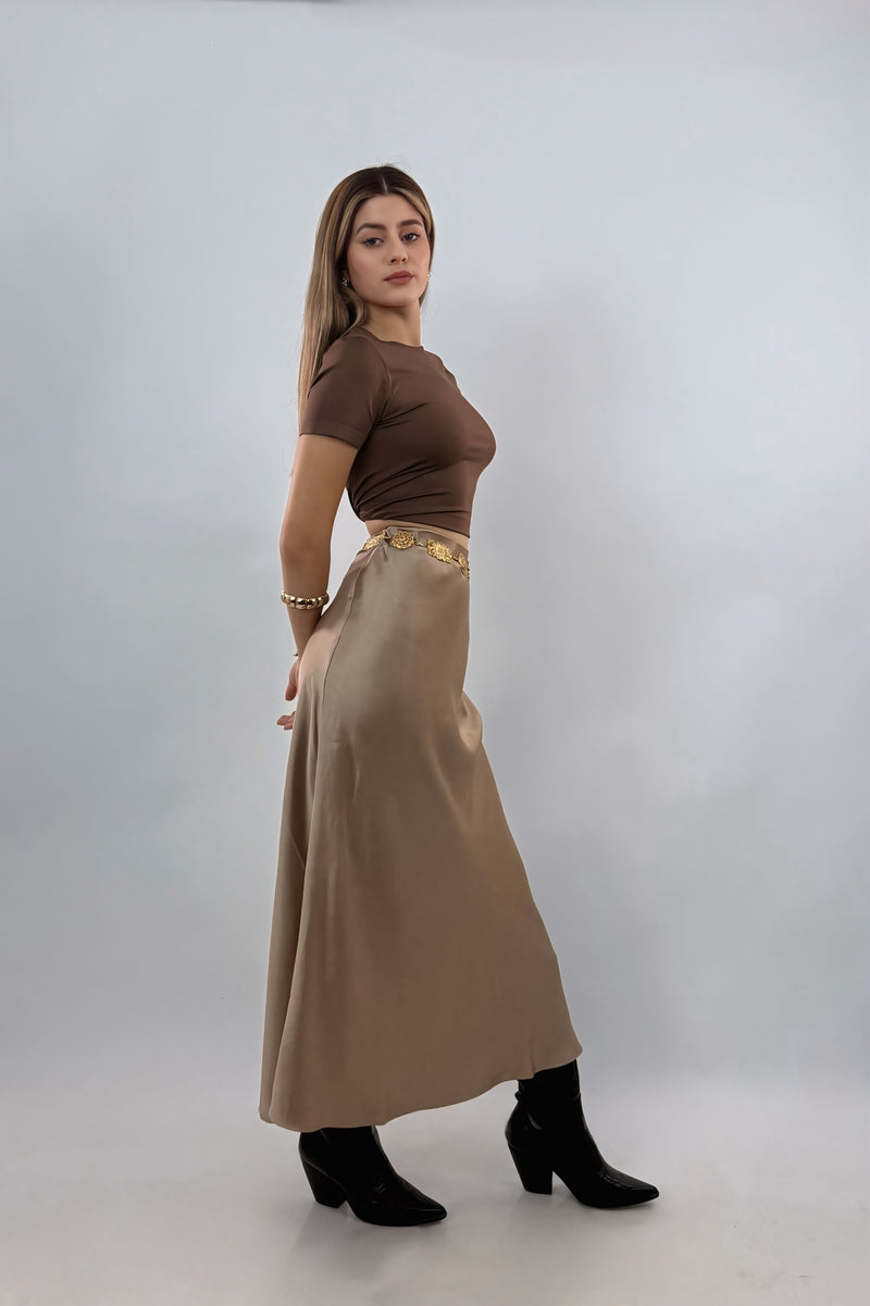 Crop Top Basic de Mangas Cafe