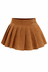 Falda Velvet Doble Hebilla Camel