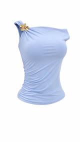 Blusa Asimetrica App Dorada Azul