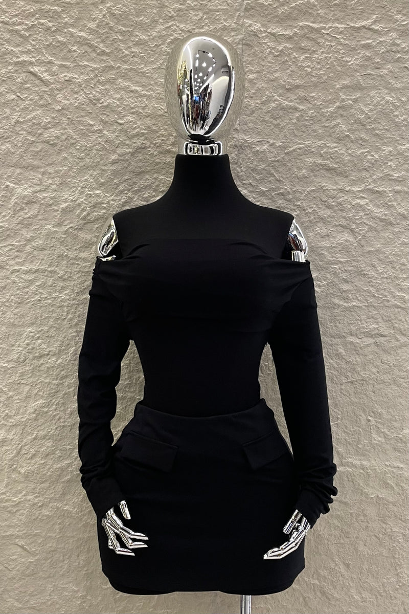 Short Falda Corta App de Bolsas Negra